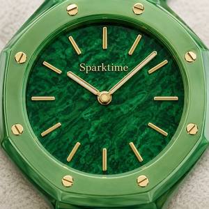 นาฬิกา Sparktime Green Octagon Resin  วัสดุไบโอเซรามิก ABS ขนาด 40 มม. ระบบอนาล็อก ควอตซ์  สำหรับทุกเพศ ดีไซน์หรูหราทันสมัย  เข็มเรืองแสง  หน้าปัดกระจกมิเนอรัล - Product Image 1