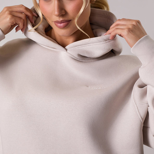 Tuta Sportiva Oversize <span class=keywords><strong>da</strong></span> <span class=keywords><strong>Donna</strong></span> con Cappuccio, Traspirante, Stampata, Autunnale, Set 2 Pezzi con Logo Personalizzato - Product Image 2