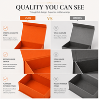 Boîte cadeau magnétique orange de luxe, boîte rigide en carton avec couvercle rabattable, logo personnalisé, emballage de luxe pour vêtements, bijoux, souvenirs