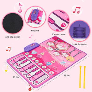 Tapis de danse LED rose pour enfants, clavier de piano interactif, tapis de jeu, batterie électronique, jouet de sol, fonctionne sur piles - Product Image 4