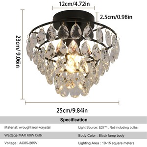 Modern Crystal Chandelier Ceiling <b>Light</b> Surface Mounted Crystal Ceiling Lamp for Living Room <b>Kitchen</b> Bedroom - Product Image 4