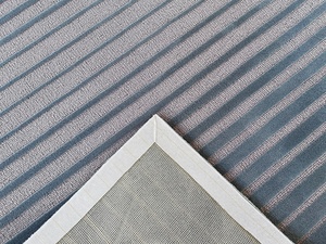 Alfombra de lana con patrón de rayas moderno, diseño de pila de corte personalizado con respaldo de látex para habitaciones de hotel - Product Image 6