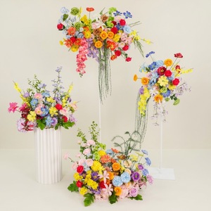 Boule de fleurs artificielles en soie OEM, rose blanche et hortensia, colorées, pour centres de table de mariage - Product Image 5