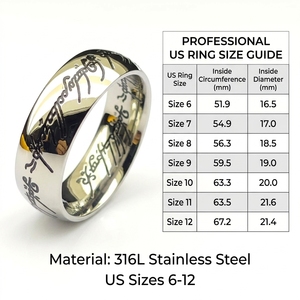 Bague d'éternité unisexe haut de gamme, de qualité supérieure, tendance, de créateur, personnalisée, en verre, de forme géométrique, avec texte alphanumérique, inspirée de Le Seigneur des Anneaux - Product Image 3