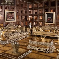 Canapé et chaise baroques traditionnels en bois doré antique royal, meubles de maison, canapés de salon, table basse, meubles TV