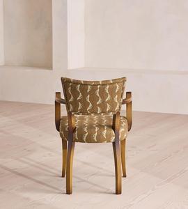 Sillón de Madera de Estilo Moderno de Mediados de Siglo con Tela con Estampado de Olivas y Brazos Curvos para Sala de Estar - Product Image 5