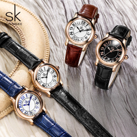 Montres de luxe pour femmes SK Moving 7 Crystal Diamond en cuir véritable, mouvement à quartz japonais, aiguilles en verre, étanches 3 ATM