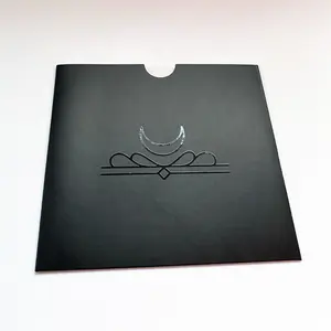 Patrón De Luna Impresión UV Logotipo personalizado Cuadrado Sobre de papel negro Manga de recibo Bolsa de sobre pequeña