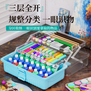 Baolian – boîte à outils artistiques, boîte de rangement transparente à 3 couches pour fournitures de peinture pour étudiants, étui d'organisation multifonctionnel - Product Image 3