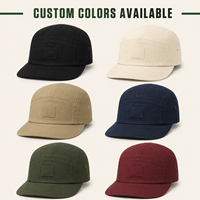 Casquette de camping personnalisée à cinq panneaux en toile de coton, style streetwear, avec patch brodé et fermeture ajustable
