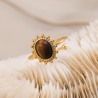 2023 nouveautés mode pvd plaqué haute poli en acier inoxydable pierre naturelle anneau pour les femmes hypoallergénique bijoux cadeau