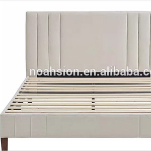 Bois solide de soutien lit rembourré en tissu avec bouton tête de lit capitonnée - Product Image 2