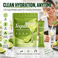 WELLBODY Poudre d'hydratation électrolytique sans alcool à la tequila, 0 sucre, 0 glucides, 0 alcool, 5 calories, 30 sachets de 150g