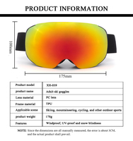 Masque de ski double couche UV400 anti-buée, lunettes de ski pour homme et femme, masque de snowboard