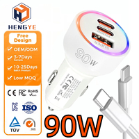 Pengisi Daya Mobil Pengisian Cepat 90w 3-in-1 30w Adaptor Daya Qc3.0 Pd Usb-c Pengisi Daya Mobil Pengisi Daya Ponsel Kabel Tipe c