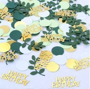 Decoración de Mesa, Tarjeta Dorada de Feliz Cumpleaños, Confeti Circular de Hojas Verdes - Product Image 2