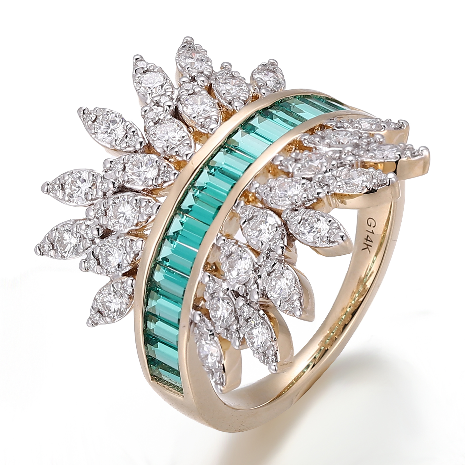 10K yellow gold lab gemstone ring