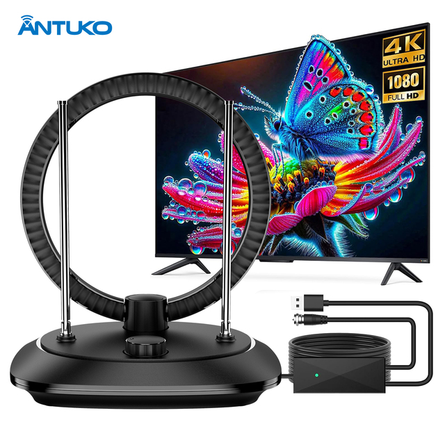 Best Seller 2026 Upgraded Chip TV Antenna High Gain & Amplifier Dual Rod Design TV Digital Antenna