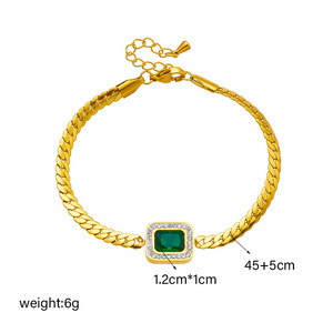 <span class=keywords><strong>Bracciale</strong></span> di alto livello di spessore prezioso <span class=keywords><strong>bracciale</strong></span> quadrato verde smeraldo <span class=keywords><strong>con</strong></span> diamanti gioielli in acciaio inossidabile da donna placcato oro 18k - Product Image 6