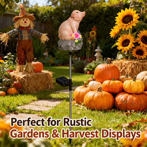 Lampu Taman Tenaga Surya LED dengan Sensor Suara, Dekorasi Jalan Taman, Lampu Taman Tenaga Surya Bentuk Babi Simulasi untuk Luar Ruangan - Product Image 6