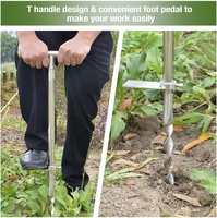Sonde d'échantillonnage de sol à vis sans fin, pédale, acier inoxydable, durable, écologique, outil de test de sol portable pour l'entretien des plantes, pelouse, jardin, golf