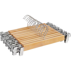 Wholesale High Quality Natural Strong Hotel Wood Clip Hanger for Pants Slacks Bra Skirts - Product Image 1