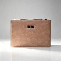 Caja Organizadora de Cuero PU con Asa Dorada y Acabado Granulado Marrón, Caja para Bombones, Caja para Dátiles de Ramadán, Cajas de Regalo