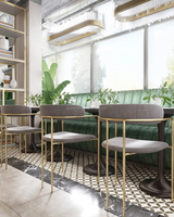 Bancone Bar di Design Moderno e Lussuoso in Acciaio Inox e Vetro Temperato per Caffetteria/Ristorante, Decorazione d'Interni 10x15ft