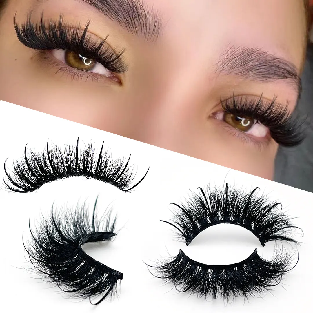 Nouvelle tendance cils à bande complète à quoi ressemblent les extensions de cils 100% cils de vison moelleux doux faits à la main 16mm à 25mm