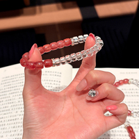 Bracelet en perles de quartz fraise naturel, bijou classique en quartz clair, pierre énergétique élégante, cadeau unisexe