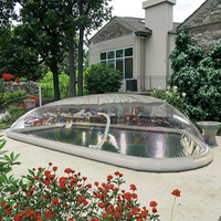 Housse de Tente Bulle Gonflable Transparente en PVC Imperméable pour Piscine, Kit Dôme de Piscine Gonflable
