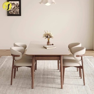 Ensemble de table et de chaises de salle à manger rectangulaire en marbre massif et en bois moderne de luxe minimaliste, 4 à 6 places, cuisine, mobilier complet, designs uniques - Product Image 1