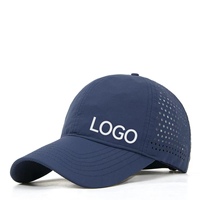 Casquette de baseball européenne unisexe en toile de nylon respirante pour l'extérieur, avec trous laser perforés, broderie 3D personnalisée de luxe, ajustement 6 panneaux