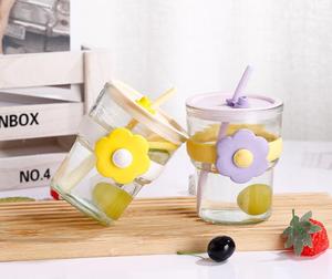 Bonito Cartoon Verão Limão Chá Copo De Vidro Listrado Drinkware - Product Image 3