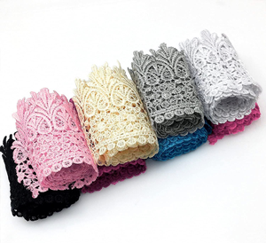 Erkoumi çiçek nakış gipür dantel kırpma şerit çok renkli suda çözünür Polyester dikiş dantel sınır gelin DIY için - Product Image 5