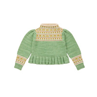 Set Sweater Lengan Panjang Gaya Eropa Amerika Musim Gugur/Dingin 2026 untuk Anak Perempuan, Bordir Kartun Bunga, Pom-Pom Buatan Tangan, 100% Katun