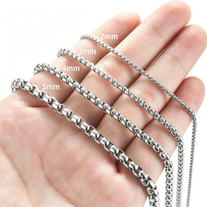<span class=keywords><strong>Cadena</strong></span> Rolo Cuadrada de 2mm 3mm 4mm 5mm, Chapada en Oro de 18K, Acero Inoxidable Hipoalergénico, Collar Redondo para <span class=keywords><strong>Hombre</strong></span> y Mujer, Precio de Fábrica - Product Image 1
