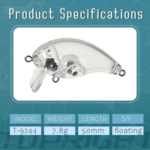 Señuelo de Pesca Topwater Crankbait <span class=keywords><strong>T</strong></span>-9244 de 50mm y 7.8g, Cuerpos de Señuelo Flotantes sin Pintar, Señuelos Artificiales Duros para Pesca en Agua Dulce - Product Image 3