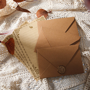 Set di biglietti d'auguri Kasia in stile retrò, stile cinese, in carta kraft, per inviti, cartoline, con sigillo in ceralacca e stampa offset - Product Image 3