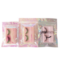 Sacs d'emballage pour gloss à lèvres avec fermeture éclair, logo personnalisé, prêts à être expédiés, avec impression en gravure et design holographique de sécurité