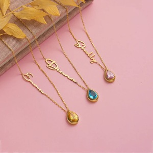 Collana con Ciondolo Personalizzabile in Acciaio Inox con Lettere Inglesi e Dodici <span class=keywords><strong>Pietre</strong></span> di Compleanno, Ideale per Dropshipping - Product Image 1