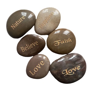Piedras Naturales Grabadas Yuhua de 2-3cm y 3-5cm, Ovaladas, Pulimentadas con Lámina de Oro, Texto Personalizable para Decoración y Regalos - Product Image 4