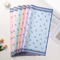 Papier d'emballage pour bouquet de fleurs DIY, style porcelaine bleu-blanc vintage, épais et nacré