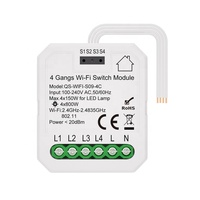 Interruptor inteligente IoT de 4 entradas, 100-240V, Alexa, Google Home, WiFi, módulo de Interruptor de 4 vías