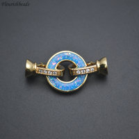 Fermoirs de collier en alliage de laiton opale multicolore à double trou, apprêts et composants de bijoux haut de gamme
