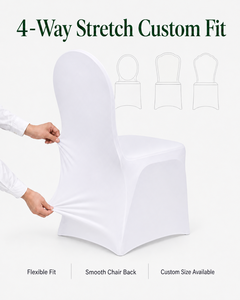 Housse de chaise de banquet en spandex blanc, extensible et ajustée, pour hôtel, mariage, événement, avec option de test FR - Product Image 4