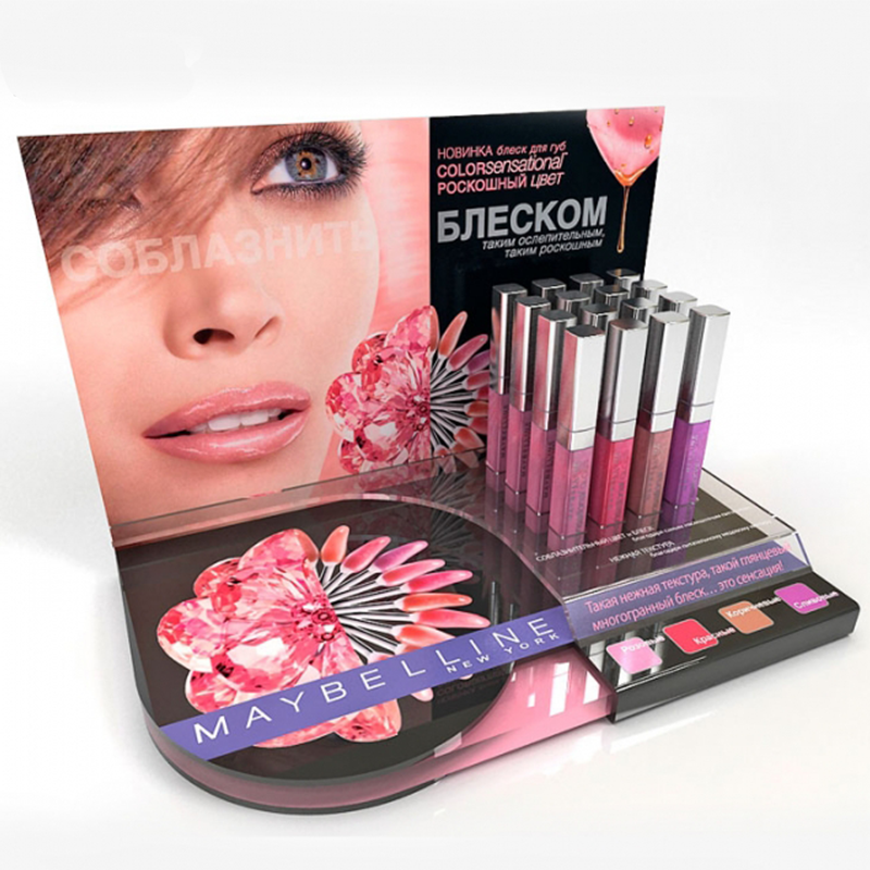 Apache Customizable Light Duty 2-Layer Glossy Lamination Modern Single Sided Eye Shadow Display Racks Cosmetic Tabletop Shopping — view 4