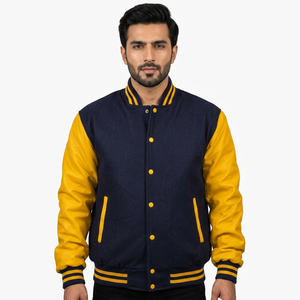 Wholesale Baseball Varsity <b>Jacket</b> for <b>Men</b> Factory Custom Unisex Canvas 100% Cotton Custom Colors & Logo OEM Service Winter - Product Image 1
