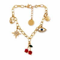 2026 Nieuwe Koreaanse stijl vergulde kersen fruit charme armband voor vrouwen Ster Oog Kristal armband Zomer Ins stijl chique sieraden
