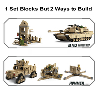 KAZI KY10000 2 in1 Militaire M1A2 Réservoir Tactique Suivi Hummer Voiture Blocs de Construction avec 6 Soldat Figure Briques Jouets Cadeaux
